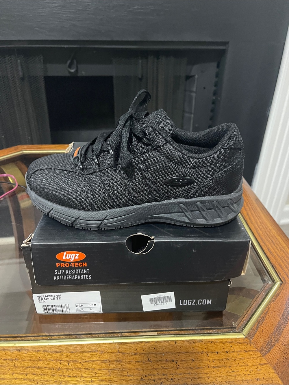 Lugz Pro-Tech Men's All-Black Slip-Resistant Athletic Work Shoe